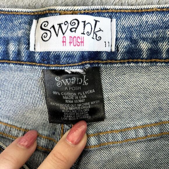 VTG Swank A Posh Wide Leg Baggy Jeans Distressed Y2K Skater Grunge USA Size 6 - Picture 3 of 10